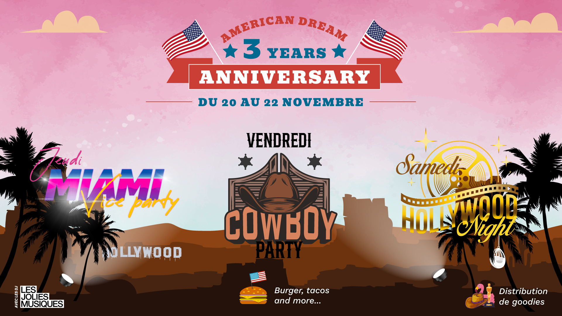 Du 20 au 22 novembre, le Coco Club fête ses 3 ans avec 3 soirées USA, offres cocktails, champagne et food gourmande !